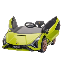 Aosom 12V Lamborghini SIAN Licensed Electric Car for kids with Remote Control, Horn, Music, & Headlights, Green