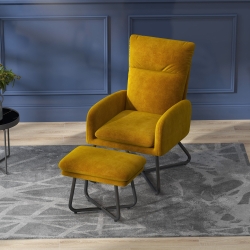 HOMCOM Modern Accent Chair with Ottoman, Upholstered