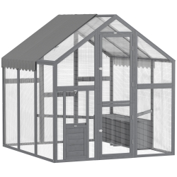 PawHut Large Wooden Chicken Run with Waterproof & Anti-UV Cover, for 6-8 Chickens, for Backyard, Farm, 5.5' x 6' x 6'