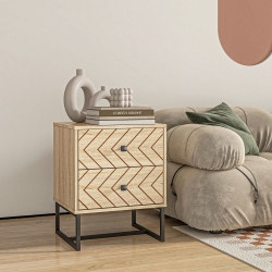 HOMCOM Modern Nightsta, Bedside Table with Drawers, Side End