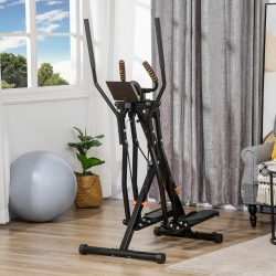 Soozier Gazelle Glider Air Walker Exercise Machine Elliptical Trainer with Four Resistance Levels, LCD Monitor, Heart Rate Sensor, Two Wheels