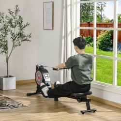 Soozier Magnetic Rowing Machine, Foldable Rower with 8 Level Resistance, Digital Monitor & Transport Wheels for Home Gym