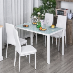 HOMCOM Dining Table Set for 4, 5-Piece Rectangular Glass