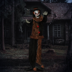 Outsunny 5.6' Life Size Clown Outdoor Halloween Decoration Animatronic, Animated Prop w/ Light Up Eyes