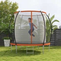 Soozier 10ft Outdoor Trampoline with Enclosure Net and Ladder, Backyard Fitness Trampoline for Teens and Adults