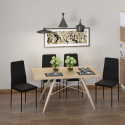 HOMCOM High Back Dining Chairs, Modern Upholstered PU Leather Accent Chairs with Metal Legs for Kitchen, Set of 4, Black