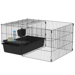 PawHut Small Animal Cage with Playpen, Pet Habitat Indoor