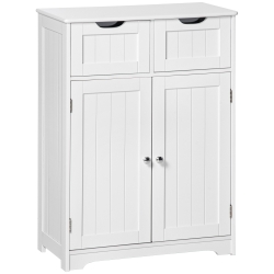 kleankin Freestanding Bathroom Storage Cabinet, Floor Cabinet with 2 Drawers, Adjustable Shelf, for Bathroom, Living Room or Entryway, White