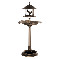 Outsunny 3 in 1 Garden Bird Bath Bowl Pedestal with Bird Feeder, Large Water Basin, Underneath Flower Planter, Bronze