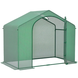 Outsunny 6' x 3' x 5' Portable Walk-in Greenhouse, PE Cover, Steel Frame Garden Hot House, Zipper Door, Top Vent for Flowers, Vegetables, Saplings, Tropical Plants, Green