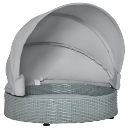 PawHut Wicker Dog Cave Bed with Adjustable Canopy Pet House