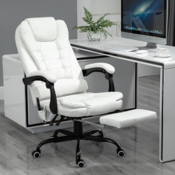 Vinsetto 7-Point Vibrating Massage Chair, Reclining Office Chair with Footrest, Reclining Back, Adjustable Height, White