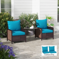 Outsunny 4-Piece Seat Cushion Pillows Replacement, Patio Chair Cushions Set with Back for Indoor Outdoor, Turquoise