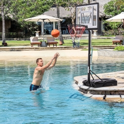 Soozier Portable Basketball Hoop System Stand Goal Pool Side with Height Adjustable 3FT-4FT, 32'' Backboard