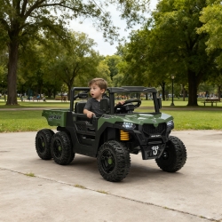 Qaba 24V 4WD Kids Ride On Truck with 6 Wheels Electric Ride On Car with Remote, Dump Bed for 3-8 Years, Green