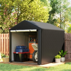 Outsunny Portable Bicycle Shed with Galvanised Steel Frame and Large Door, Waterproof Outdoor Shed for Garden Tools, Black