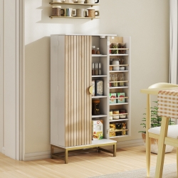 HOMCOM 47" Kitchen Pantry Cabinet, Freestanding Kitchen Storage Cabinet with 12 Door Shelves and Adjustable Shelves, White
