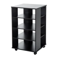 Open Box HomCom 33” Wooden Rolling 5 Shelf Media Center Display Storage Cart - Black(m-5)