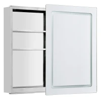 HOMCOM 30" LED Illuminated Wall Mirror Medicine Cabinet Bathroom Sliding Door Vertical Stainess Steel(m-8)