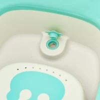 Qaba Folding Baby Bathtub 4pcs Esthetic Basin Sucker Seat Non-Slip Support Portable(m-9)