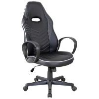 Vinsetto Executive PU Leather Rocking Office/ Gaming Chair Adjustable Padded Seat with Wheels Black/White(m-2)