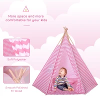 Qaba Kids Tent, Toddler Play Tent with Mat, Pillows, Observation Window and Carrying Bag, Playhouse for Indoor/Outdoor(m-4)