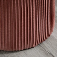 HOMCOM 15'' Small Padded Ottoman Foot Stool with Wrinkle Fabric Design, Thick Sponge Padding and Solid Base, Rose Gold(m-10)