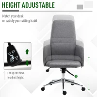 Vinsetto High Back Office Computer Chair with Breathable Fabric, Padded Armrest, and Swivel Wheels - Grey(m-4)