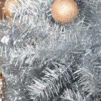 HOMCOM 7.5ft Unlit Full Pine Artificial Christmas Tree with Realistic Branches, Fake Holiday Tree with 1477 Tips, Silver(m-11)