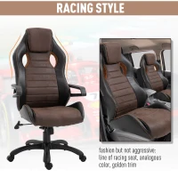 Vinsetto Swivel Racing Game Office Rocking Chair PU Leather Adjustable Height  Brown(m-4)