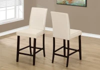 Monarch 2 Piece 40" PU Leather Padded Wooden Counter Height Armless Side Dining Chair Set - Ivory Finish(m-2)