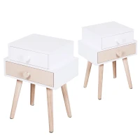 HOMCOM 2 PCS Kids Bedstand Bedroom Side Desk Pink(m-2)