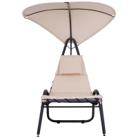 Outsunny Garden Lounge Chaise Outdoor Sleeping Bed Arc Stand Cream(m-5)