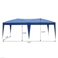 Outsunny 10'x20' Foldable Pop Up Party Tent Outdoor Patio Gazebo Canopy  Market Tent without Walls, Oxford Canopy (Blue)(m-3)