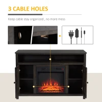 HOMCOM Electric Fireplace TV Stand for TV's up to 50" Flat Screen, Living Room Media Entertainment Console with Doors, Shelves, Cable Hole, Espresso(m-4)