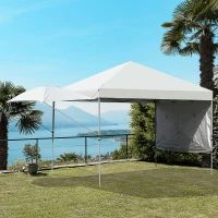 Outsunny 19' x 10' Folding Gazebo Steel Canopy Party Tent With Bag  Off-white(m-1)