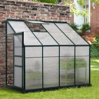 Outsunny Walk-In Garden Greenhouse Aluminum Polycarbonate with Roof Vent for Plants Herbs Vegetables 8' x 4' x 7' Green(m-2)