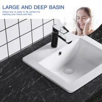 Kleankin 21.25"x 18.25" Bathroom Vessel Sink Modern Under Counter Bathroom Basin Ceramic Vanity Art Basin - White(m-6)