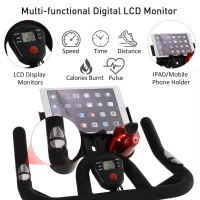 Soozier Stationary Exercise Bike with Deluxe Design Triangular Stand with Adjustable Resistance 28lbs Flywheel Phone Pad and Bottle Holder and LCD Monitor for Home Cardio Workout Fitness(m-4)