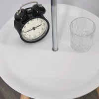 HOMCOM Modern Floor Lamp with Wood Legs Extra Shelf E26 Base for Living Room Bedroom(m-4)