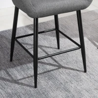 HOMCOM Modern Counter Height Barstool Linen Fabric Upholstered Chair with Footrest & Metal Legs,  Dark Grey(m-9)