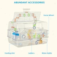 PawHut Transparent Gerbil Kennel for Travel, Comes with Exercise Wheel to Promote Play(m-6)