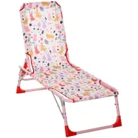 Outsunny Lightweight Chaise Lounge Chair for Kids with Foldable Function and No Assembly Required, Rabbit Pattern(m-1)