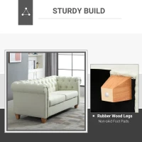 HOMCOM 2-Seater Oversize Loveseat Linen Fabric Sofa Couch 72.8 Inches with Rubberwood Legs & Rolled Arms for Living Room, White(m-6)