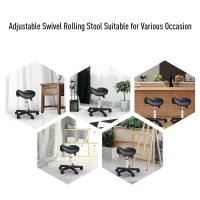 Open Box HomCom Adjustable Hydraulic Rolling Swivel Salon Saddle Stool Chair - Black(m-9)