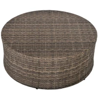 Outsunny 8 Piece Outdoor Rattan Sofa, Half Round Patio Furniture Set with Side Tables, Umbrella Hole, and Cushions, Mixed Kahki and Mixed Gray(m-12)