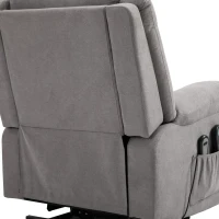 HOMCOM Electric Power Lift Recliner Massage Sofa Linen Surface w/ 8 Vibration Points 2 Remote, Living Room Office Furniture - Grey(m-18)