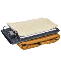 PawHut Heated Cat House Condo, Foldable Enclosed Pet House with Heating Pad for Cats or Small Dogs, Use for Indoor or Covered Outdoor Areas, Log Cabin Design(m-12)