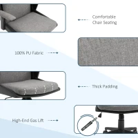 Vinsetto High Back Office Chair Computer Swivel Rolling Task Chair with Height Adjustable Comfortable with Armrests, Black/Deep Grey(m-7)