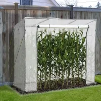 Outsunny 79" x 29" x 66" Walk-in Garden Greenhouse Patio Hot House with Durable Steel Frame Outdoor Tomato Plant House White(m-1)